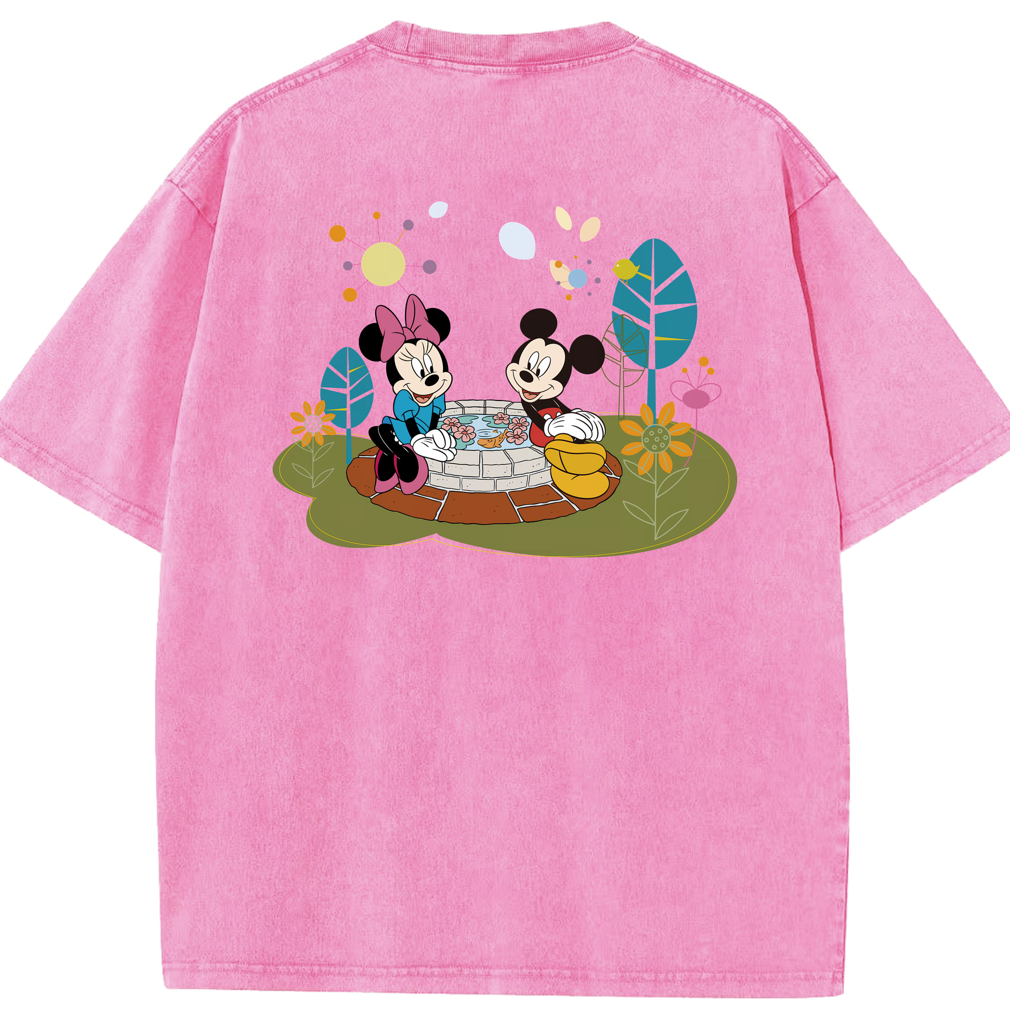 （画像用） ミッキーマウス Mickey Mouse 綿100% ヴィンテージ風 半袖Tシャツ（背面プリント）
